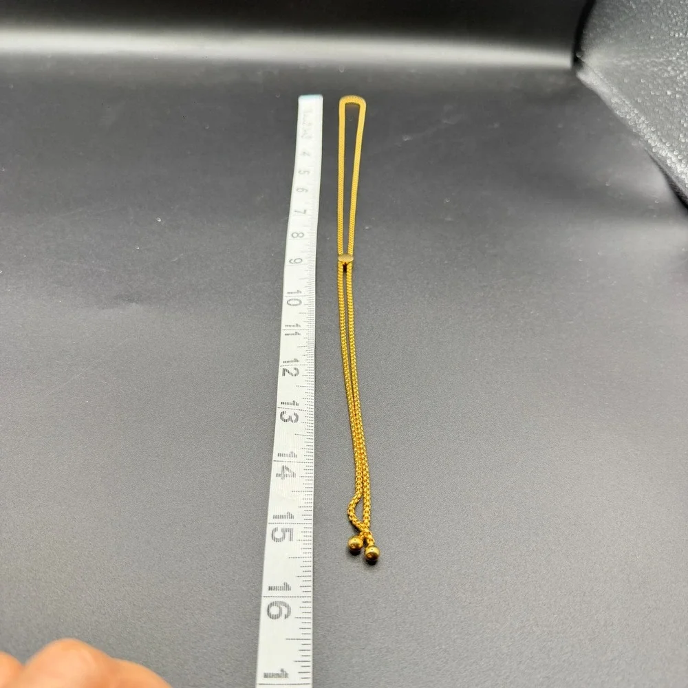 Gold Tone Adjustable Bolo Lariat Necklace Box Chain Tassel Minimalist Jewelry